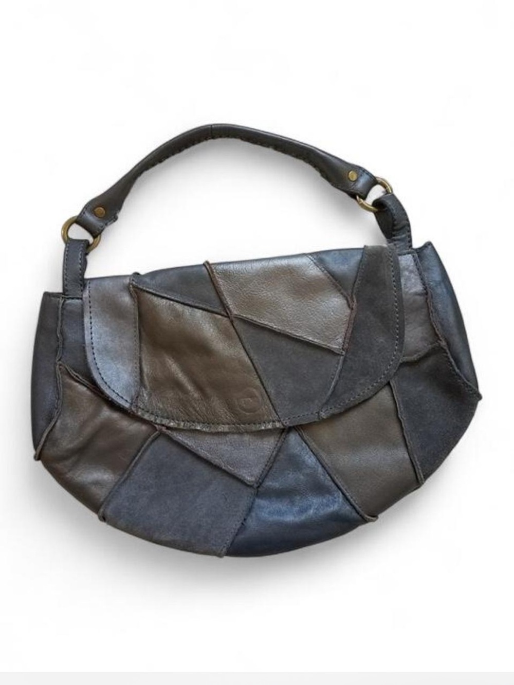 Lucky brand Patchwork Leather Hobo Bag in Dark Brown/Gray